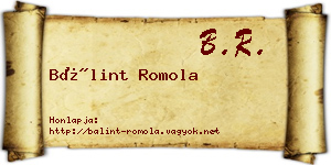 Bálint Romola névjegykártya